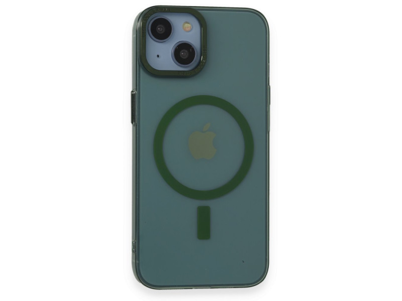 Newface iPhone 14 Kılıf Anka PC Magneticsafe Sert Metal Kapak - Koyu Yeşil