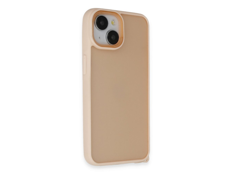 Newface iPhone 15 Kılıf Elegant Kapak - Pudra