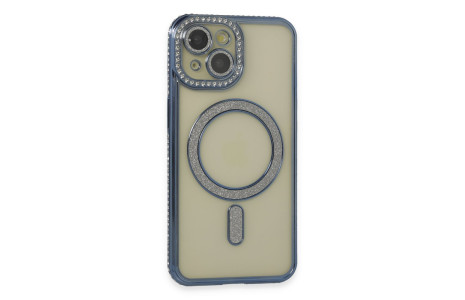 Newface iPhone 15 Kılıf Joke Simli Magneticsafe Kılıf - Lacivert