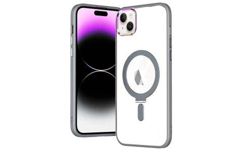Newface iPhone 15 Kılıf Mudo Magneticsafe Standlı Kapak - Gri