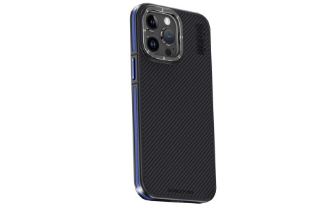 Joko iPhone 15 Pro Kılıf Aramid 600D Kevlar Karbon Fiber Magsafe Kapak - Lacivert