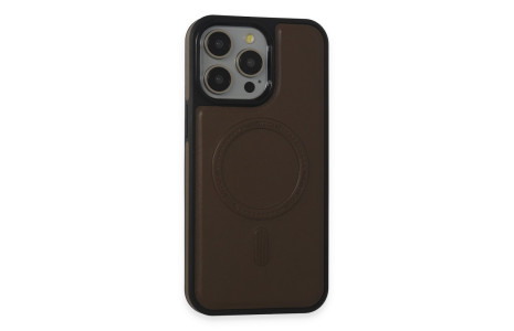 Newface iPhone 15 Pro Kılıf Ozzi Magsafe Deri Kapak - Natural Grey