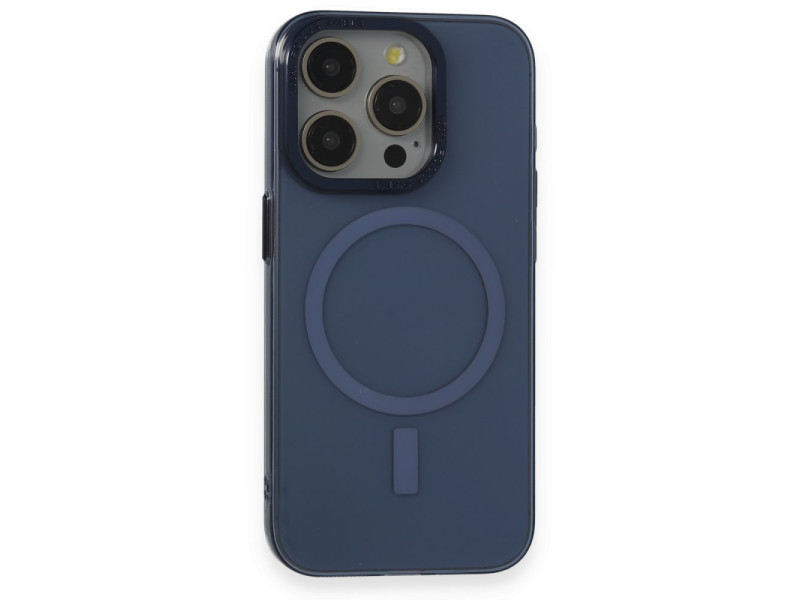 Newface iPhone 15 Pro Max Kılıf Anka PC Magneticsafe Sert Metal Kapak - Lacivert