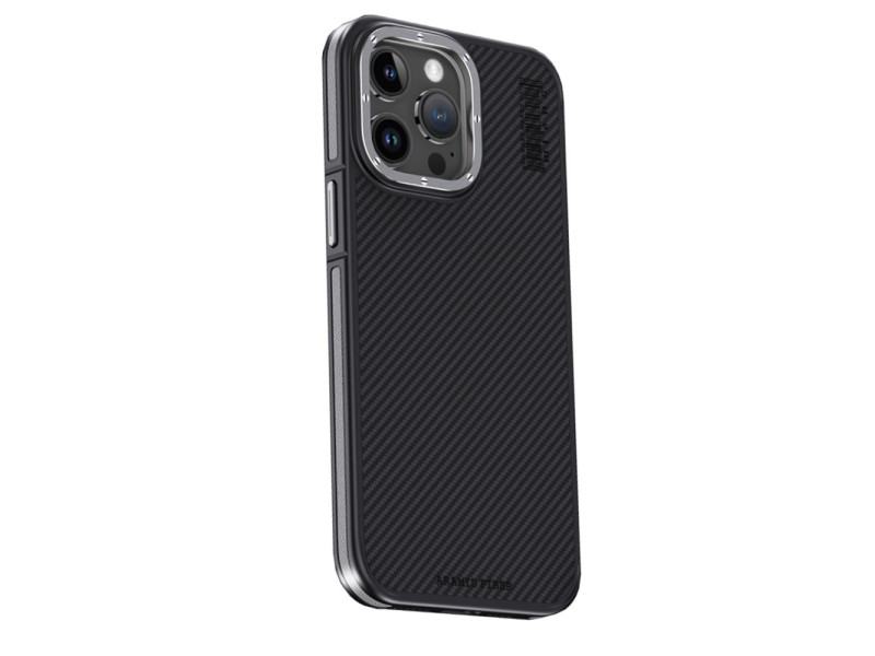 Joko iPhone 15 Pro Max Kılıf Aramid 600D Kevlar Karbon Fiber Magsafe Kapak - Gri