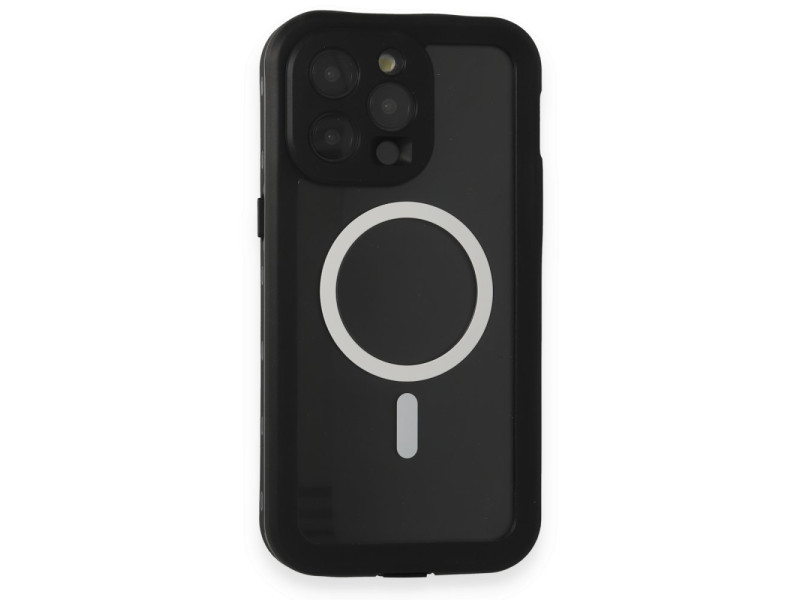 Newface iPhone 15 Pro Max Kılıf Red Pepper Magneticsafe Su Geçirmez Kılıf - Siyah-Gri