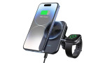 Newface S15 2in1 Izgara Klipsli 15W Telefon ve 5W Apple Watch Kablosuz Şarj Destekli Soğutucu Fanlı Manyetik Magsafe Araç Tutucu - Siyah