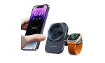 Newface S15 2in1 Izgara Klipsli 15W Telefon ve 5W Apple Watch Kablosuz Şarj Destekli Soğutucu Fanlı Manyetik Magsafe Araç Tutucu - Siyah