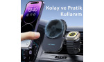 Newface S15 2in1 Izgara Klipsli 15W Telefon ve 5W Apple Watch Kablosuz Şarj Destekli Soğutucu Fanlı Manyetik Magsafe Araç Tutucu - Siyah