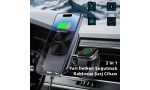 Newface S15 2in1 Izgara Klipsli 15W Telefon ve 5W Apple Watch Kablosuz Şarj Destekli Soğutucu Fanlı Manyetik Magsafe Araç Tutucu - Siyah