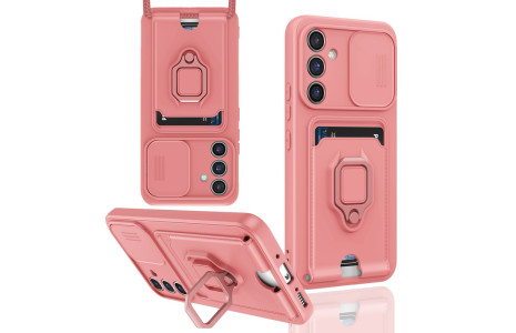 Newface Samsung Galaxy A05S Kılıf Zuma Kartvizitli Yüzüklü Silikon - Pembe