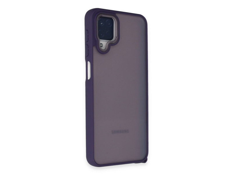 Newface Samsung Galaxy A12 Kılıf Elegant Kapak - Derin Mor