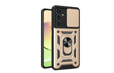 Newface Samsung Galaxy A15 4G Kılıf Pars Lens Yüzüklü Silikon - Gold