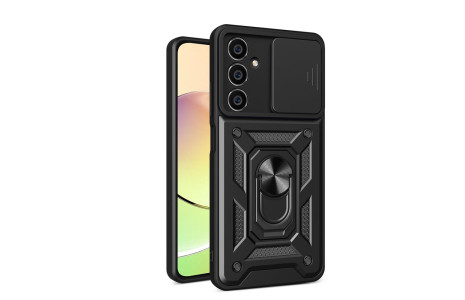Newface Samsung Galaxy A15 4G Kılıf Pars Lens Yüzüklü Silikon - Siyah