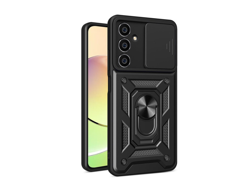 Newface Samsung Galaxy A15 4G Kılıf Pars Lens Yüzüklü Silikon - Siyah
