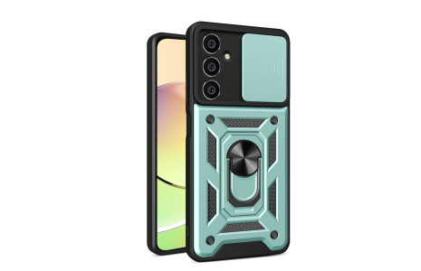 Newface Samsung Galaxy A15 4G Kılıf Pars Lens Yüzüklü Silikon - Yeşil
