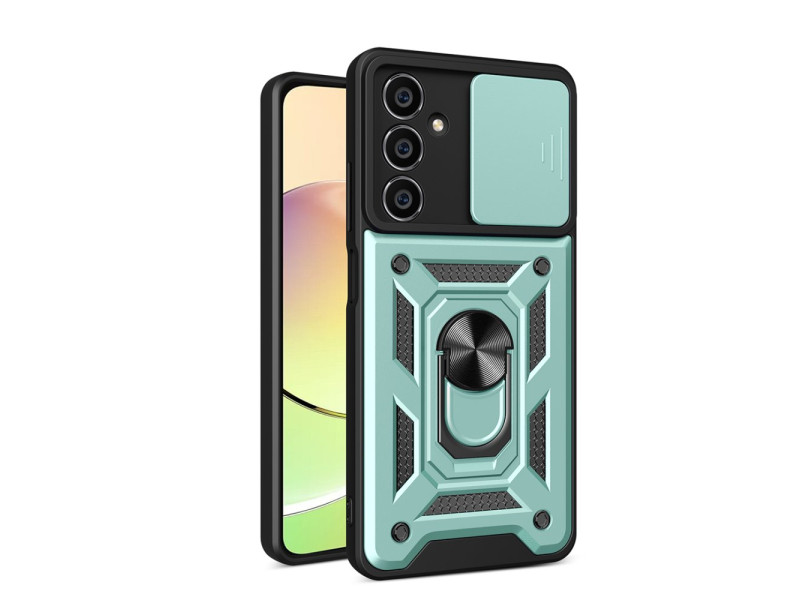 Newface Samsung Galaxy A15 4G Kılıf Pars Lens Yüzüklü Silikon - Yeşil