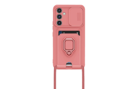 Newface Samsung Galaxy A15 4G Kılıf Zuma Kartvizitli Yüzüklü Silikon - Pembe
