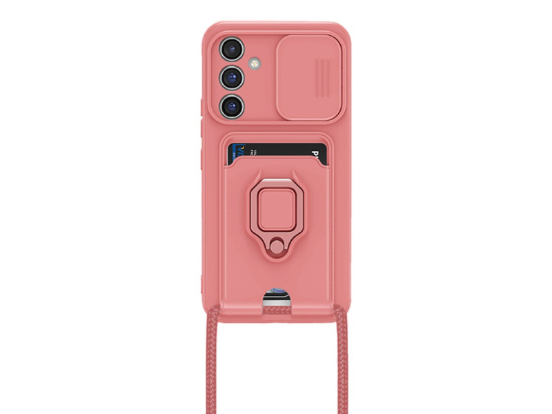 Newface Samsung Galaxy A15 4G Kılıf Zuma Kartvizitli Yüzüklü Silikon - Pembe