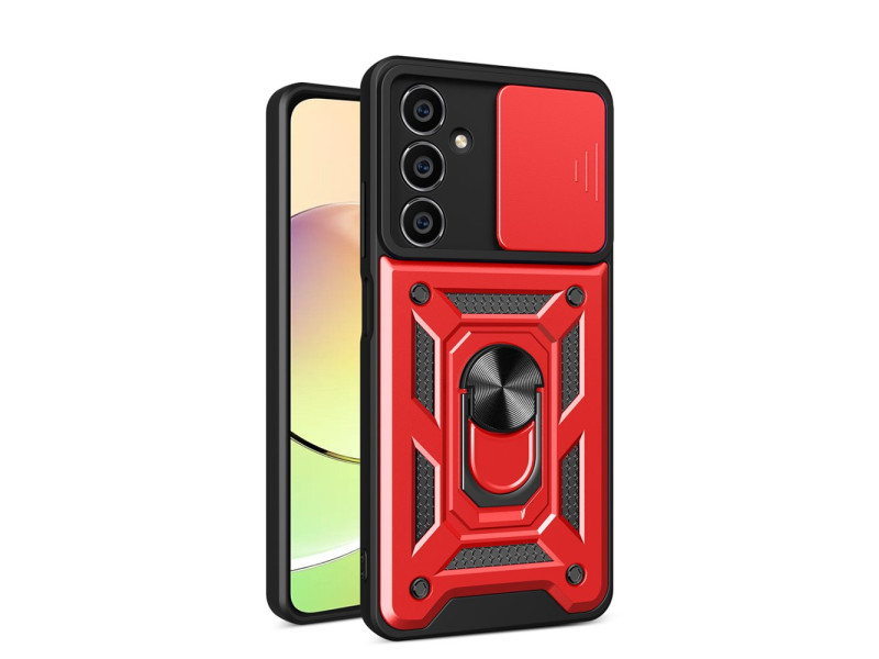 Newface Samsung Galaxy A25 5G Kılıf Pars Lens Yüzüklü Silikon - Kırmızı