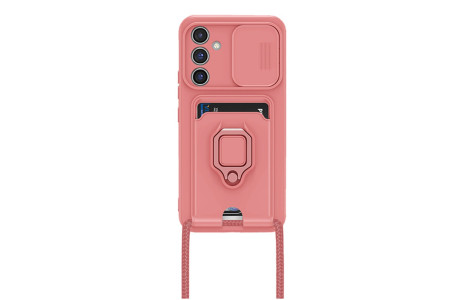 Newface Samsung Galaxy A35 5G Kılıf Zuma Kartvizitli Yüzüklü Silikon - Pembe