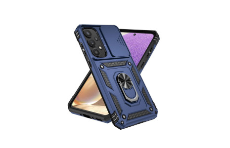 Newface Samsung Galaxy A55 5G Kılıf Pars Lens Yüzüklü Silikon - Lacivert