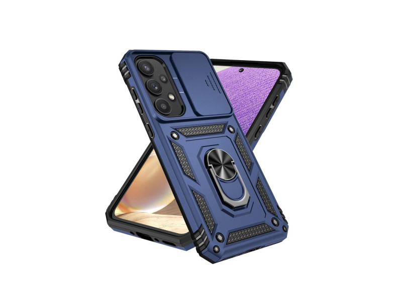 Newface Samsung Galaxy A55 5G Kılıf Pars Lens Yüzüklü Silikon - Lacivert