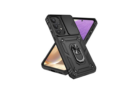 Newface Samsung Galaxy A55 5G Kılıf Pars Lens Yüzüklü Silikon - Siyah