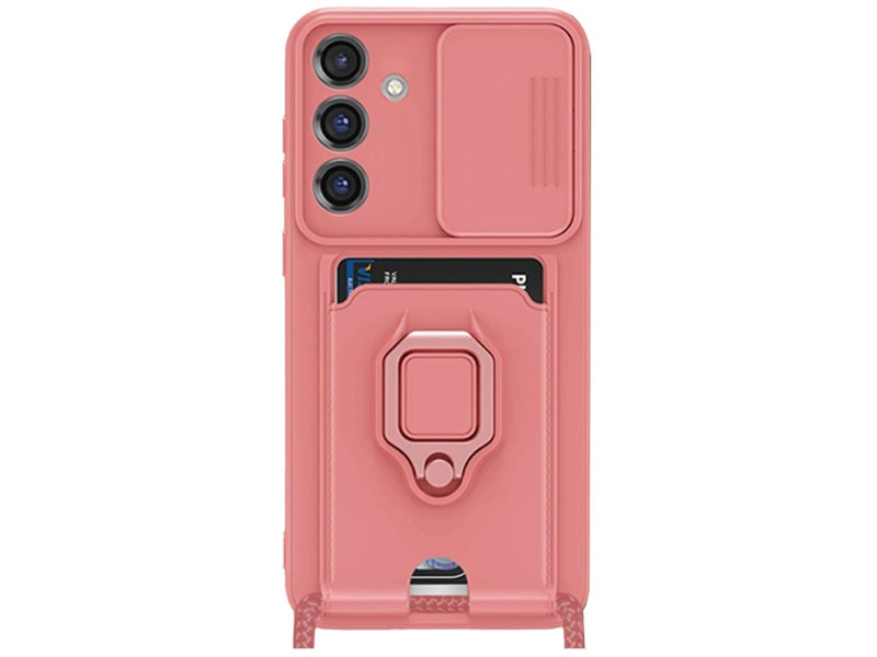 Newface Samsung Galaxy A55 5G Kılıf Zuma Kartvizitli Yüzüklü Silikon - Pembe