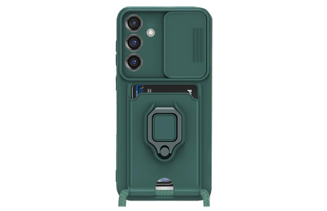 Newface Samsung Galaxy A55 5G Kılıf Zuma Kartvizitli Yüzüklü Silikon - Yeşil