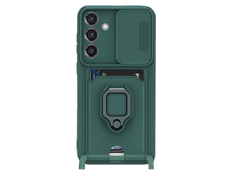 Newface Samsung Galaxy A55 5G Kılıf Zuma Kartvizitli Yüzüklü Silikon - Yeşil