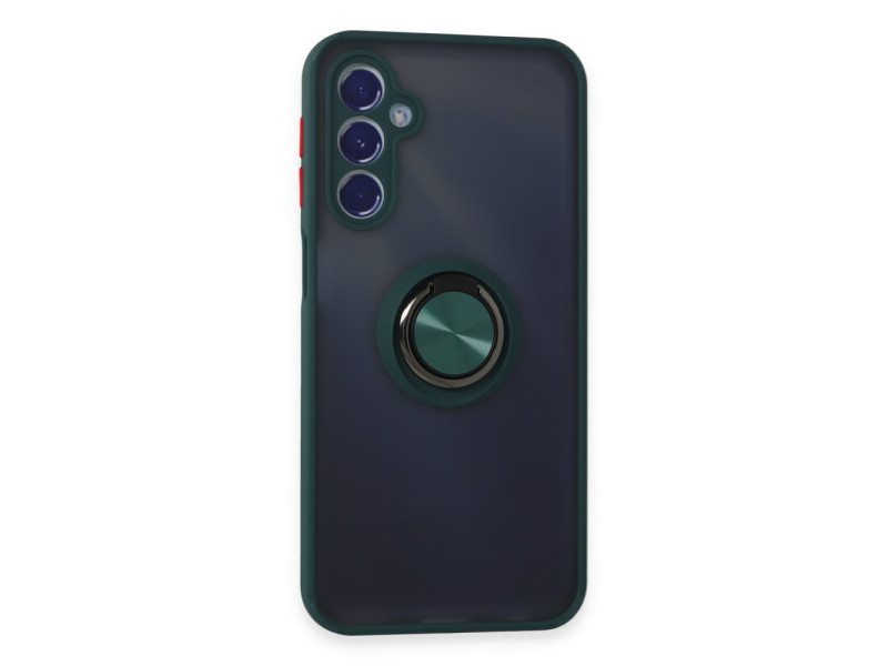 Newface Samsung Galaxy M34 5G Kılıf Montreal Yüzüklü Silikon Kapak - Yeşil