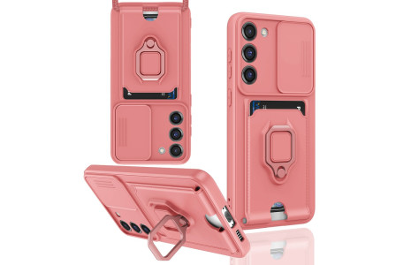 Newface Samsung Galaxy M34 5G Kılıf Zuma Kartvizitli Yüzüklü Silikon - Pembe