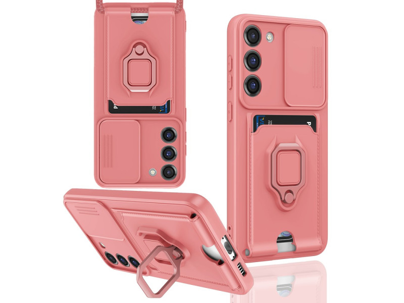 Newface Samsung Galaxy M34 5G Kılıf Zuma Kartvizitli Yüzüklü Silikon - Pembe
