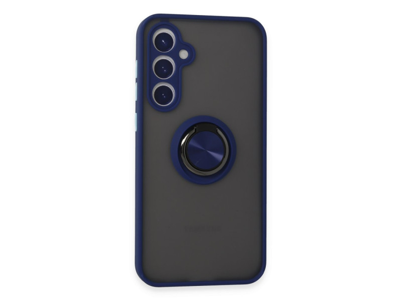 Newface Samsung Galaxy S23 FE Kılıf Montreal Yüzüklü Silikon Kapak - Lacivert