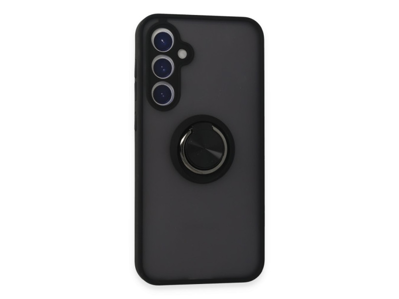 Newface Samsung Galaxy S23 FE Kılıf Montreal Yüzüklü Silikon Kapak - Siyah