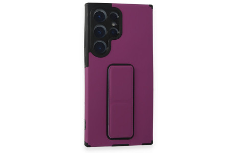 Newface Samsung Galaxy S23 Ultra Kılıf Mega Standlı Silikon - Mor