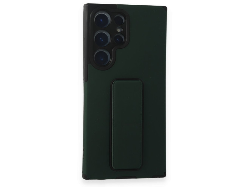 Newface Samsung Galaxy S23 Ultra Kılıf Mega Standlı Silikon - Yeşil