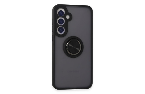 Newface Samsung Galaxy S24 Kılıf Montreal Yüzüklü Silikon Kapak - Siyah