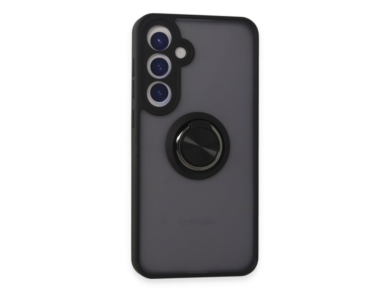 Newface Samsung Galaxy S24 Kılıf Montreal Yüzüklü Silikon Kapak - Siyah