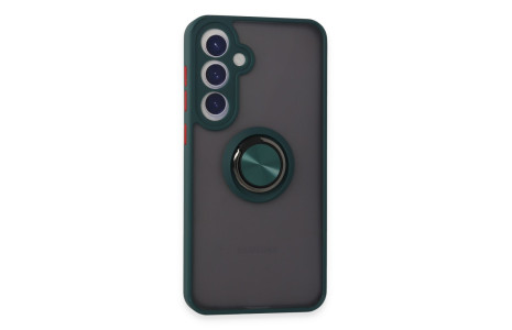Newface Samsung Galaxy S24 Kılıf Montreal Yüzüklü Silikon Kapak - Yeşil