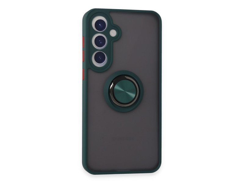 Newface Samsung Galaxy S24 Kılıf Montreal Yüzüklü Silikon Kapak - Yeşil