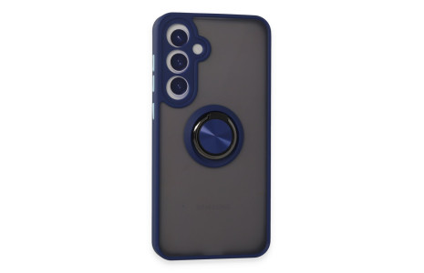 Newface Samsung Galaxy S24 Plus Kılıf Montreal Yüzüklü Silikon Kapak - Lacivert