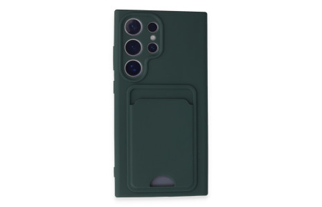 Newface Samsung Galaxy S24 Ultra Kılıf Kelvin Kartvizitli Silikon - Koyu Yeşil