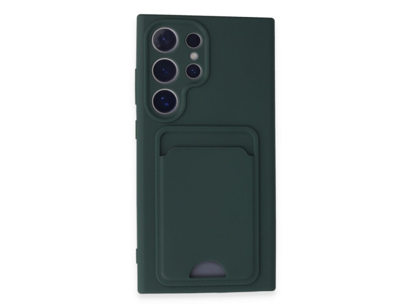 Newface Samsung Galaxy S24 Ultra Kılıf Kelvin Kartvizitli Silikon - Koyu Yeşil
