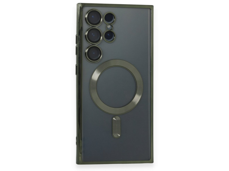 Newface Samsung Galaxy S24 Ultra Kılıf Kross Magneticsafe Kapak - Koyu Yeşil