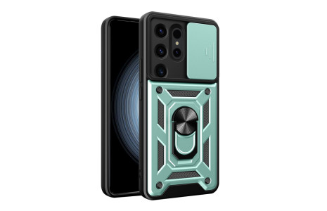 Newface Samsung Galaxy S24 Ultra Kılıf Pars Lens Yüzüklü Silikon - Yeşil
