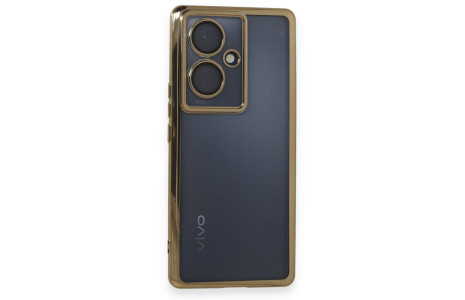 Newface Vivo V29 Lite Kılıf Razer Lensli Silikon - Gold