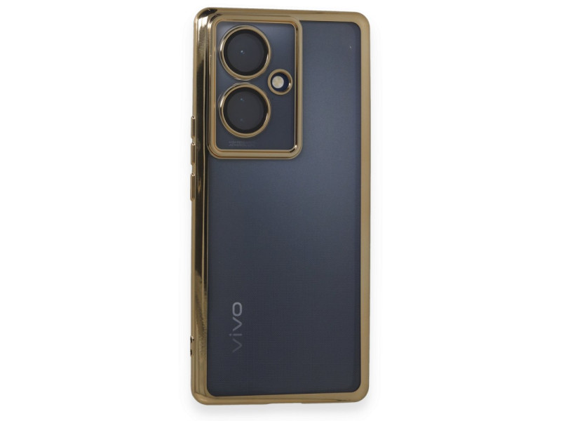 Newface Vivo V29 Lite Kılıf Razer Lensli Silikon - Gold