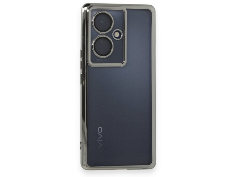 Newface Vivo V29 Lite Kılıf Razer Lensli Silikon - Gümüş