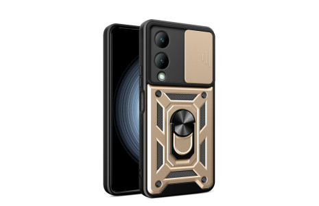 Newface Vivo Y17S Kılıf Pars Lens Yüzüklü Silikon - Gold